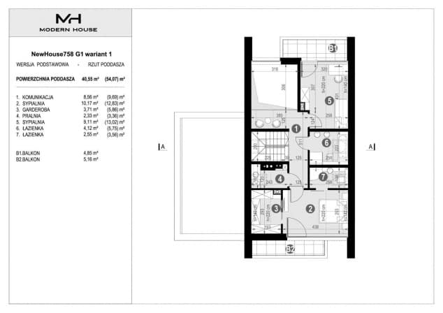 Rzut projektu NewHouse 758 G1 w1 - Rzut poddasza