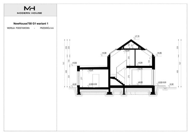 Rzut projektu NewHouse 758 G1 w1 - Przekrój