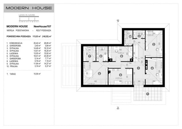 Rzut projektu NewHouse 707 - Rzut poddasza