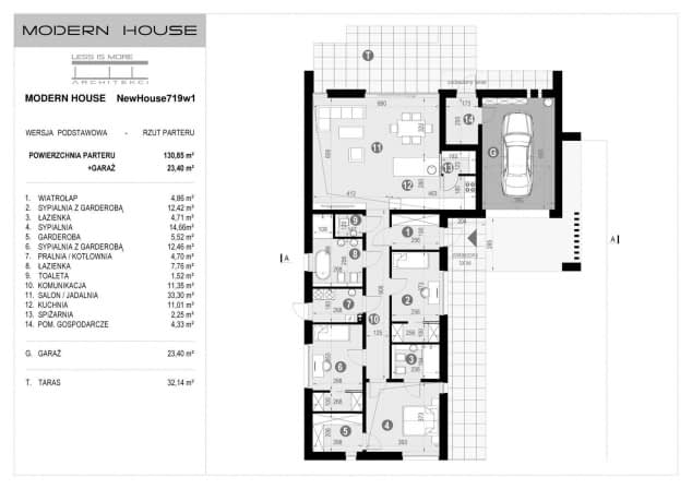 Rzut projektu NewHouse 719 w1 - Rzut parteru