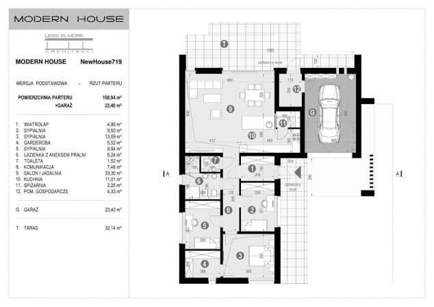 Rzut projektu NewHouse 719 - Rzut parteru