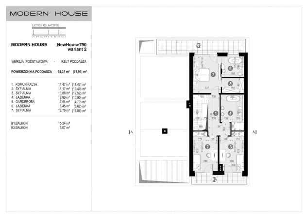 Rzut projektu NewHouse 790 w2 - Rzut poddasza
