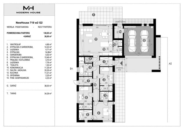 Rzut projektu NewHouse 719 w2 G2 - Rzut parteru