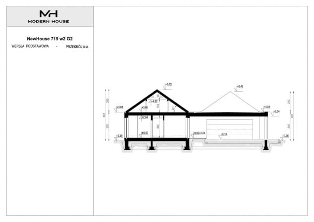 Rzut projektu NewHouse 719 w2 G2 - Przekrój