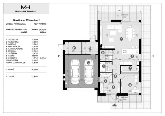 Rzut projektu NewHouse 759 w1 - Rzut parteru