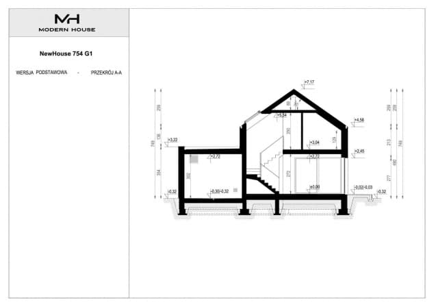 Rzut projektu NewHouse 754 G1 - Przekrój