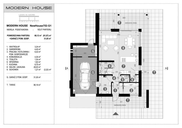 Rzut projektu NewHouse 753 G1 - Rzut parteru