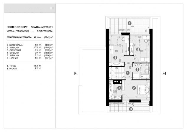 Rzut projektu NewHouse 753 G1 - Rzut poddasza