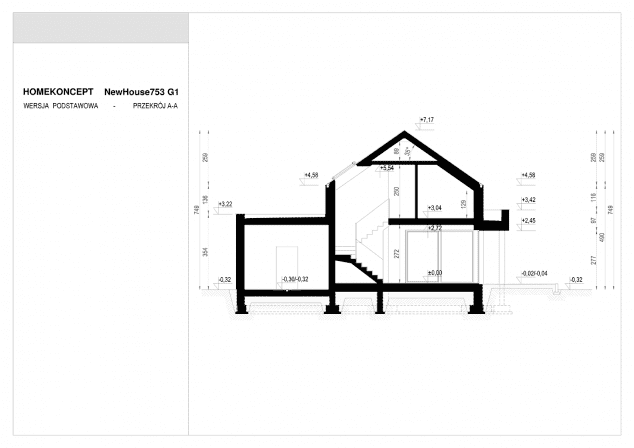 Rzut projektu NewHouse 753 G1 - Przekrój
