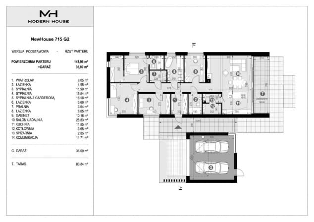 Rzut projektu NewHouse 715 G2 - Rzut parteru