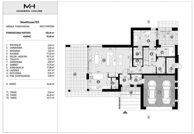 Rzut projektu NewHouse 703 - Rzut parteru