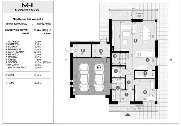 Rzut projektu NewHouse 759 w2 - Rzut parteru