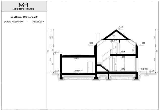 Rzut projektu NewHouse 759 w2 - Przekrój