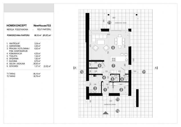 Rzut projektu NewHouse 753 - Rzut parteru