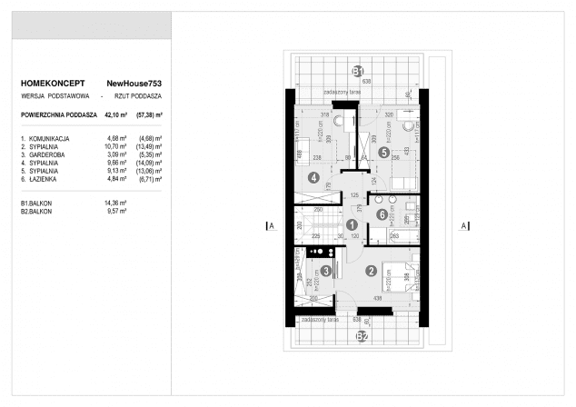 Rzut projektu NewHouse 753 - Rzut poddasza