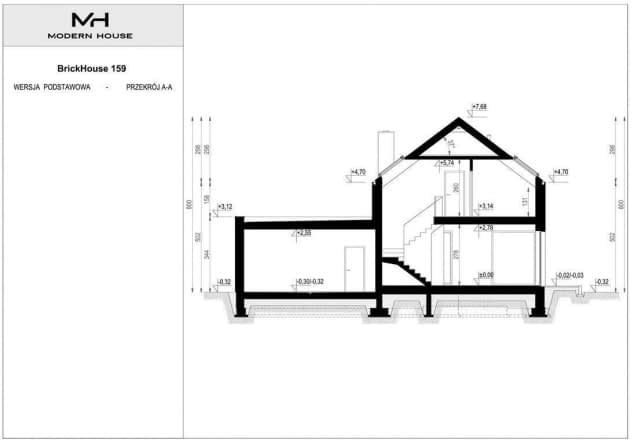 Rzut projektu BrickHouse 159 - Przekrój
