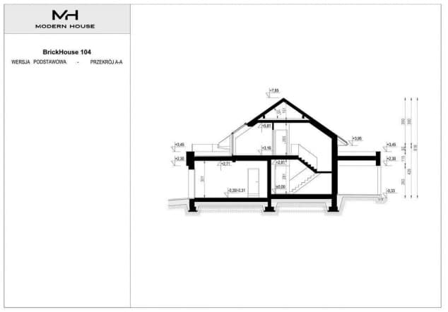 Rzut projektu BrickHouse 104 - Przekrój