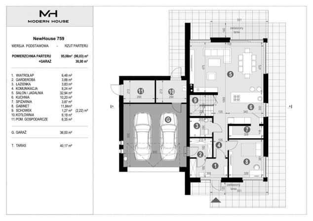Rzut projektu NewHouse 759 - Rzut parteru
