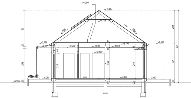 Rzut projektu domek na Wierchowej 49 (049 ES) - Przekrój