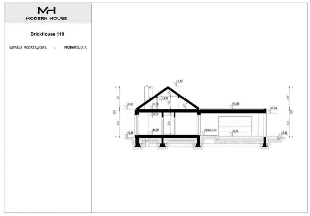 Rzut projektu BrickHouse 119 - Przekrój