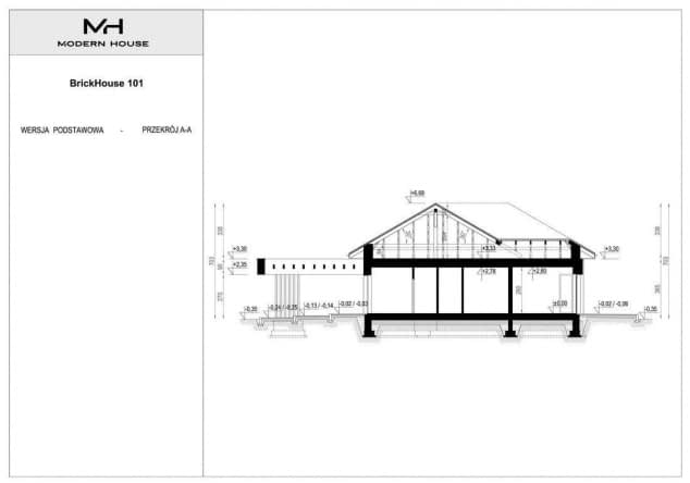 Rzut projektu BrickHouse 101 - Przekrój