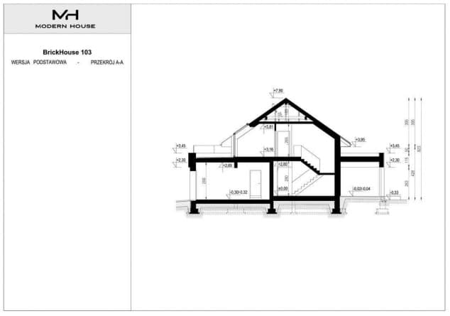Rzut projektu BrickHouse 103 - Przekrój