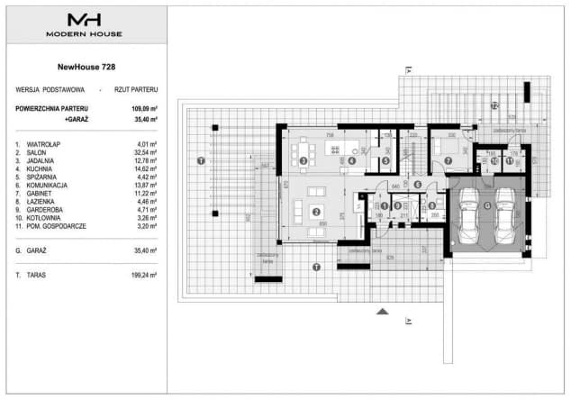 Rzut projektu NewHouse 728 - Rzut parteru