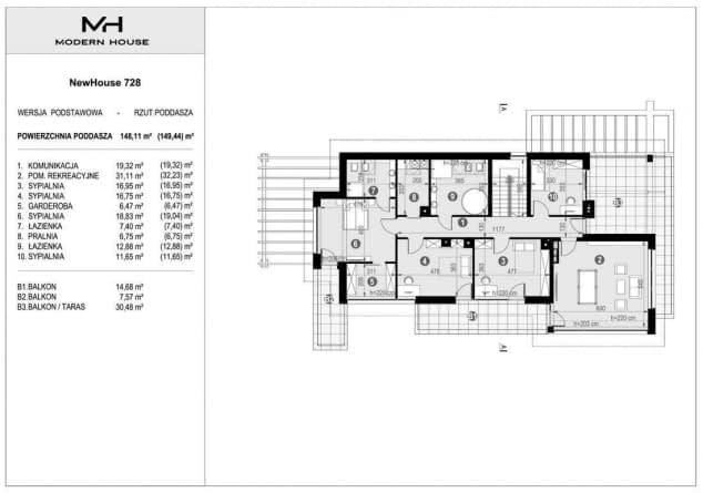 Rzut projektu NewHouse 728 - Rzut poddasza