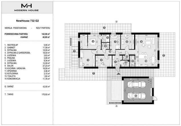 Rzut projektu NewHouse 732 G2 - Rzut parteru