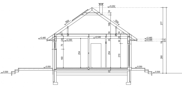 Rzut projektu domek na Babiogórskiej 54-35 (069 ES 54-35) - Przekrój