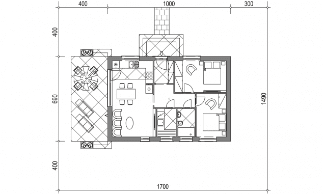 Rzut projektu domek na Babiogórskiej 54-35 (069 ES 54-35) - Usytuowanie na działce