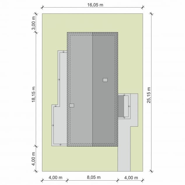 Rzut projektu Domena 161 C - Plan i przekrój (wersja podstawowa)