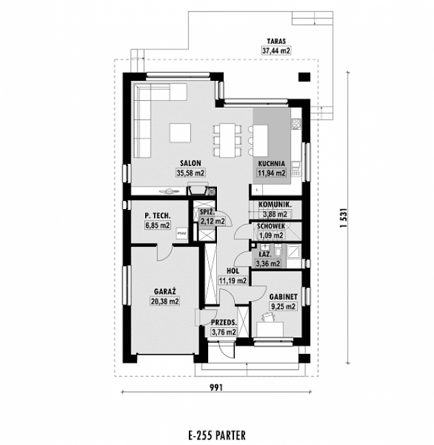 Rzut projektu E-255 -  