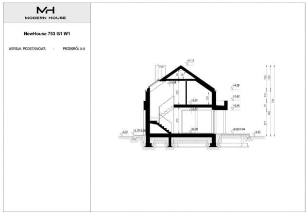 Rzut projektu NewHouse 753 G1 w1 - Przekrój