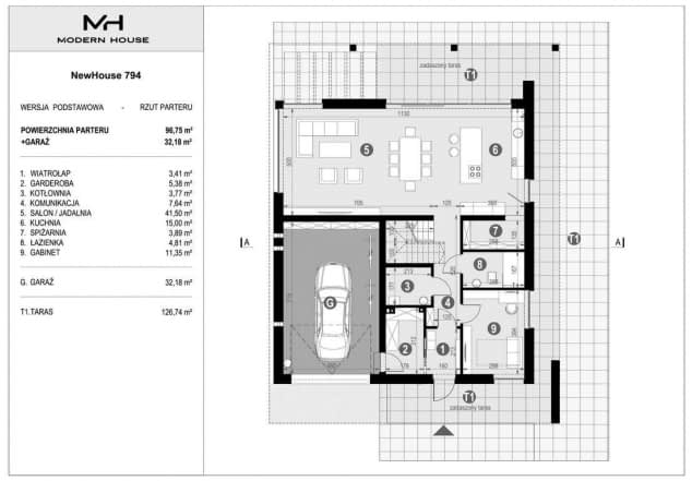 Rzut projektu NewHouse 794 - Rzut parteru
