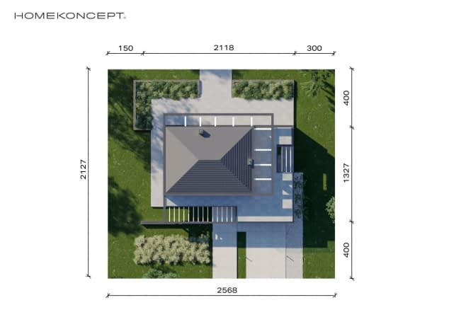 Rzut projektu HOMEKONCEPT 37 - Usytuowanie na działce