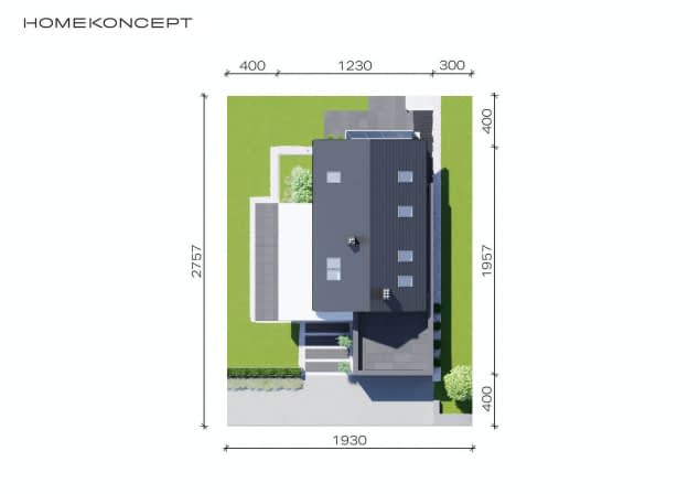 Rzut projektu HOMEKONCEPT 56 - Usytuowanie na działce