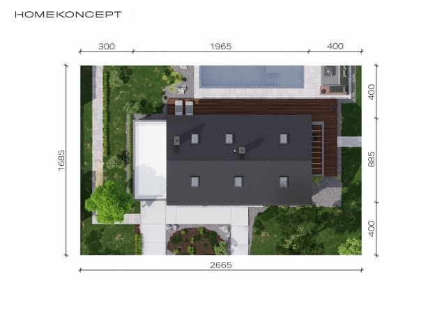 Rzut projektu HOMEKONCEPT 71 - Usytuowanie na działce