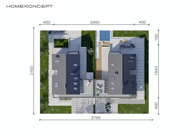 Rzut projektu HOMEKONCEPT 02 B - Usytuowanie na działce