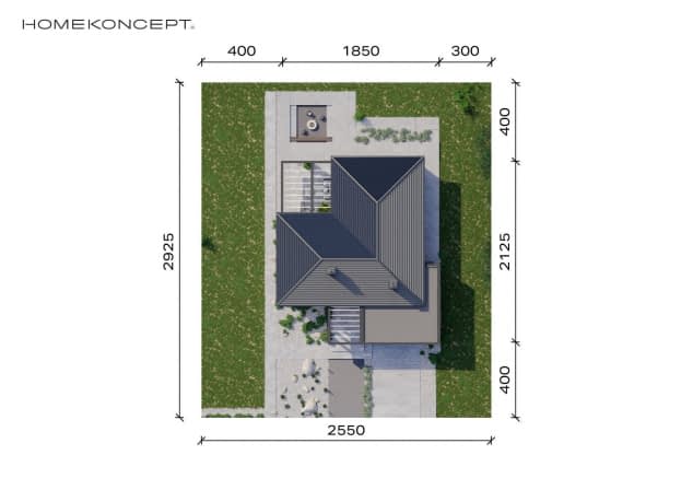 Rzut projektu HOMEKONCEPT 26 wariant 04 - Usytuowanie na działce