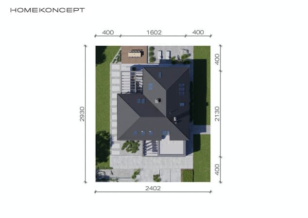 Rzut projektu HOMEKONCEPT 28 wariant 01 - Usytuowanie na działce