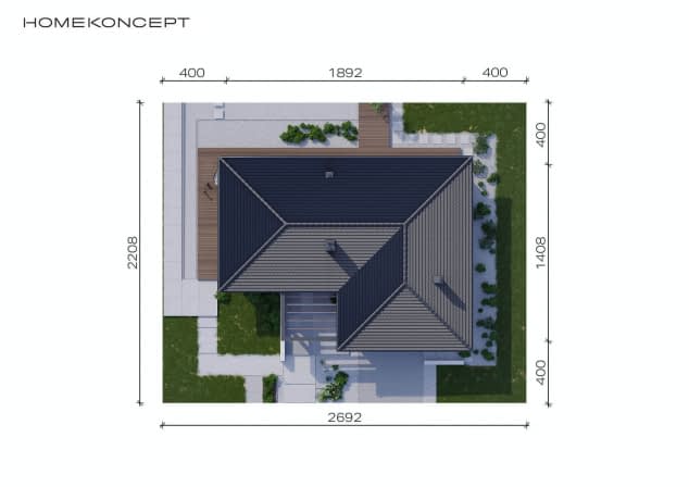 Rzut projektu HOMEKONCEPT 36 wariant 01 - Usytuowanie na działce