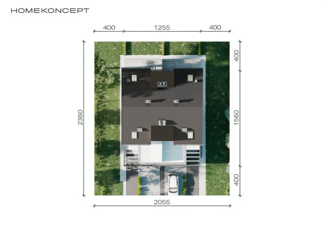 Rzut projektu HOMEKONCEPT 61 D - Usytuowanie na działce