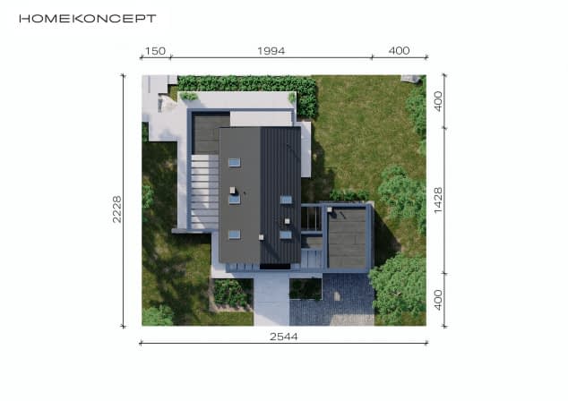 Rzut projektu HOMEKONCEPT 66 G1 - Usytuowanie na działce