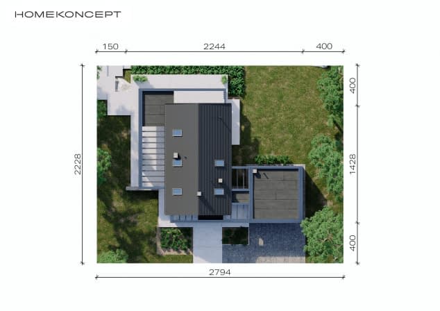 Rzut projektu HOMEKONCEPT 66 G2 - Usytuowanie na działce