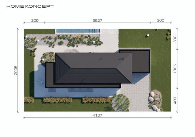 Rzut projektu HOMEKONCEPT 90 - Usytuowanie na działce