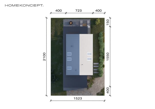 Rzut projektu HOMEKONCEPT 95 A - Usytuowanie na działce