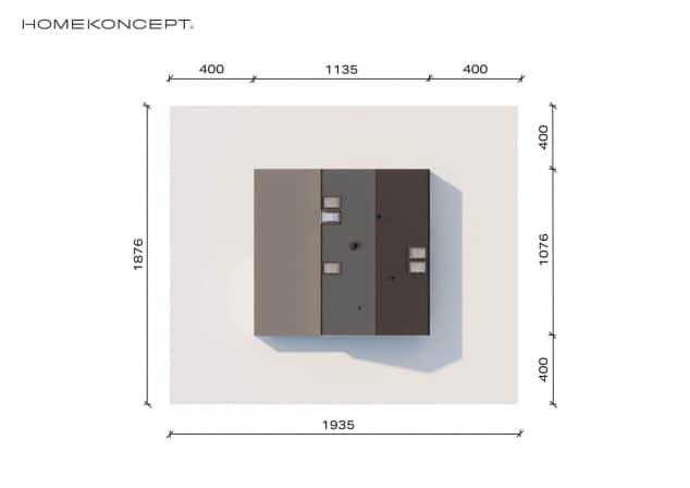 Rzut projektu HOMEKONCEPT 101 G1 - Usytuowanie na działce