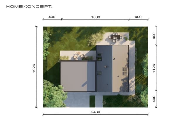 Rzut projektu HOMEKONCEPT 100 wariant 04 - Usytuowanie na działce