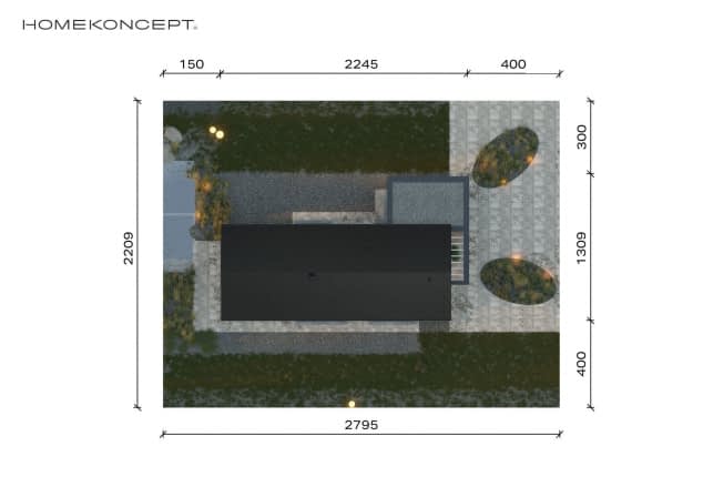 Rzut projektu HOMEKONCEPT 117 G1 - Usytuowanie na działce